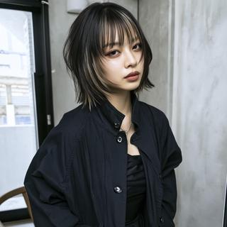 セミロング カラー ブリーチ/デザイン ubu🥷🏻のヘアスタイル