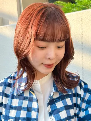 セミロング カラー 暖色カラー🧡 ボブ🧚‍♀️マナのヘアスタイル