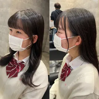 ロング カラー ヘアアレンジ hiiko顔まわり カットのヘアスタイル