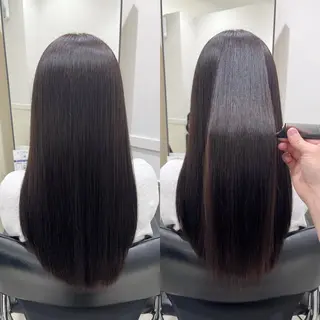 ロング 縮毛矯正/髪質改善 カラー/レイヤーのヘアスタイル