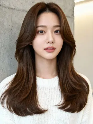 ミディアム カラー 韓国レイヤーカット 🫧大阪梅田レイヤーのヘアスタイル