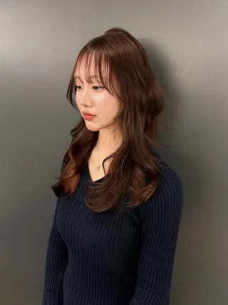 ロング カラー ヘアアレンジ 韓国ヘア/レイヤー/ 🩶ツブラ🩶のヘアスタイル
