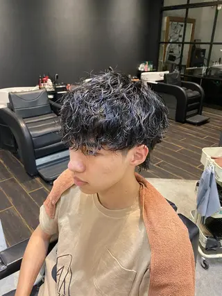 ミディアム カラー パーマ ヘアアレンジ メンズ TAIGA /メンズ美容師のヘアスタイル