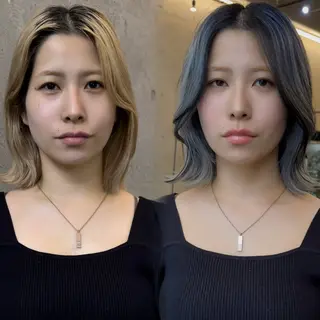 カラー ウルフ/レイヤー/ ブリーチカラーのヘアスタイル