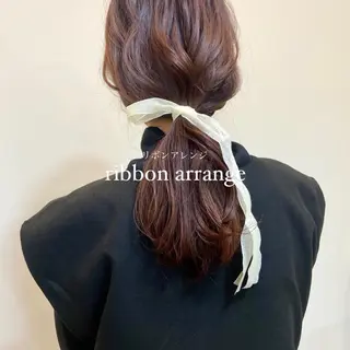 セミロング ヘアアレンジ mai 🎀 /  暖色カラー♡のヘアスタイル