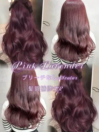 ロング カラー Rin♡透明感ピンク 🎀白肌ラベンダーのヘアスタイル