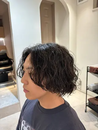 ミディアム パーマ メンズ メンズパーマ美容師 りゅうせいのヘアスタイル