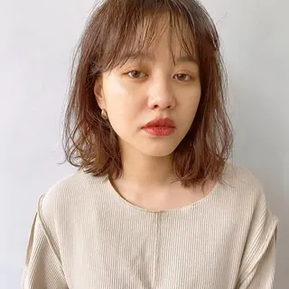 ミディアム カラー パーマ ヘアアレンジ インナーカラー/ KANAのヘアスタイル