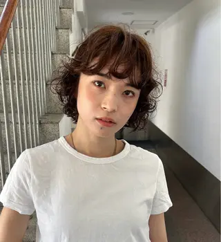 ショート パーマ かのうひなこ🌻 ボブカット／パーマのヘアスタイル