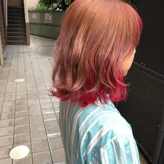 ミディアム カラー 髪質改善、エクステ 山口卓哉のヘアスタイル