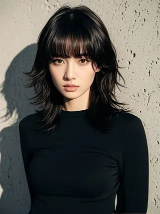ミディアム ウルフカット 811 大阪梅田 ウルフのヘアスタイル