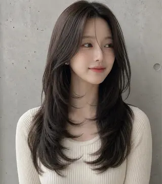 セミロング カラー ヘアアレンジ 🌫️大人韓国ヘア 🌫️naoyaのヘアスタイル