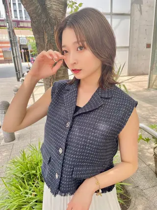 ミディアム カラー 髪質改善 中川 翔のヘアスタイル