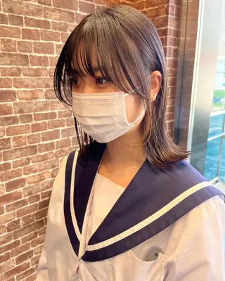 ミディアム カラー パーマ ヘアアレンジ メンズ キッズ ネイル マツエク・マツパ アイブロウ 久木原 ゆりのヘアスタイル