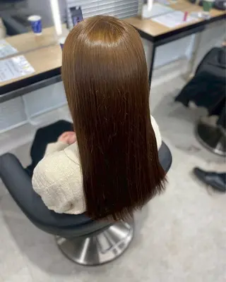 ロング カラー 韓国レイヤー透明感 艶カラー美髪縮毛矯正のヘアスタイル