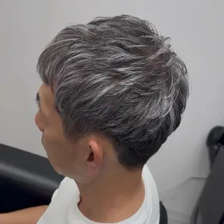 ショート カラー メンズ 白髪ぼかし大人メンズ 根本零のヘアスタイル