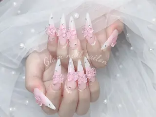 ネイル エツメ💅 長さ出し🎀デザインのネイルデザイン