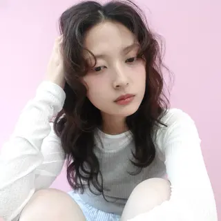 セミロング カラー 水原波津輝/ボブ /ニュアンスパーマのヘアスタイル