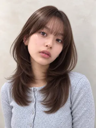 ミディアム カラー レイヤー/縮毛矯正 /新宿/佐藤巧己✨のヘアスタイル