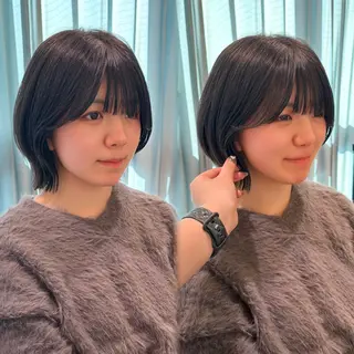 ミディアム 🫧ボブ／縮毛矯正／ 小顔／ゆーな🫧のヘアスタイル