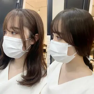 カラー パーマ ヘアアレンジ メンズ キッズ ネイル マツエク・マツパ アイブロウ 似合せレイヤー/ 柔らか透明感カラーのヘアスタイル