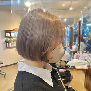 ショート カラー 女性目線でつくる ボブ縮毛矯正のヘアスタイル