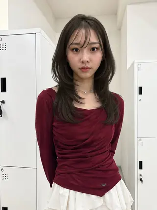 ロング カラー 韓国風レイヤーカット 松葉翔のヘアスタイル