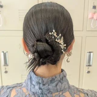 ヘアアレンジ ミディアム 彩桜/アレンジ/艶 カラー/小顔カット✂のヘアスタイル