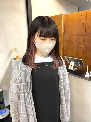 セミロング カラー ヘアアレンジ ena/ブリーチなし 透明感・レイヤー🎀のヘアスタイル