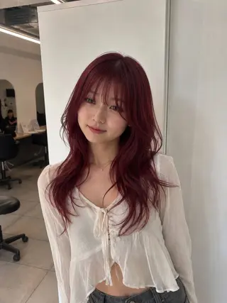 ロング 🎀暖色カラー🎀 韓国ヘア まなかのヘアスタイル