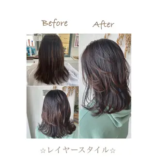 セミロング カラー パーマ ネイル 豊橋美容院 ソンリエのヘアスタイル