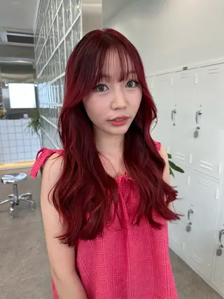 ロング カラー ブリーチなしダブル ブリーチカラー優海のヘアスタイル
