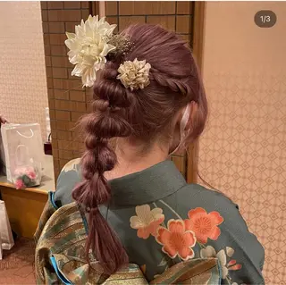 ミディアム ヘアアレンジ おかの まひろのヘアスタイル
