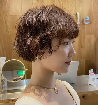 ショート カラー パーマ マンツーマン 美容師💚コウブチのヘアスタイル