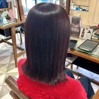 ミディアム カラー ヘアアレンジ 吉水 彩乃 /ボブ/艶感カラーのヘアスタイル