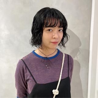 ショート パーマ ボブ/ベージュ/ パーマ🪿近森ゆいのヘアスタイル