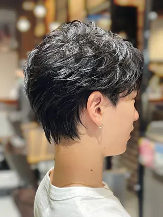 ショート パーマ メンズ フェード/ショート メンズ特化/怜哉のヘアスタイル