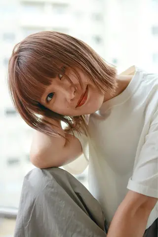 ショート 曲がる縮毛矯正 バレイヤージュ森田のヘアスタイル