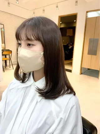 ミディアム カラー パーマ ヘアアレンジ メンズ キッズ ネイル マツエク・マツパ アイブロウ 似合せレイヤー/ 柔らか透明感カラーのヘアスタイル