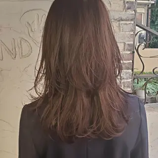 セミロング カラー 韓国風レイヤーカット 上手く丁寧早い/マツのヘアスタイル