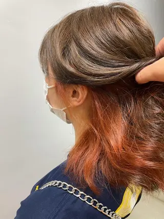 ロング カラー ヘアアレンジ 縮毛矯正/髪質改善/ ブリーチ毛/木元渓太のヘアスタイル