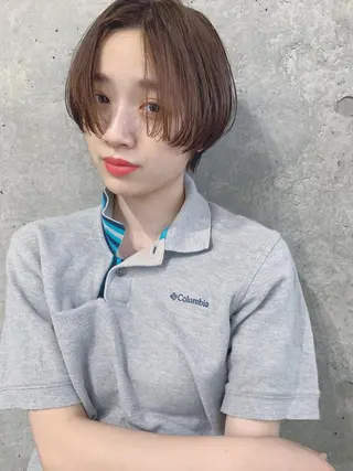 ショート カラー ボブパーマコテ巻き風 パーマNo1深江秀平のヘアスタイル