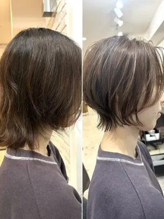 ショート 透明感カラー/ レイヤー/のりとみのヘアスタイル