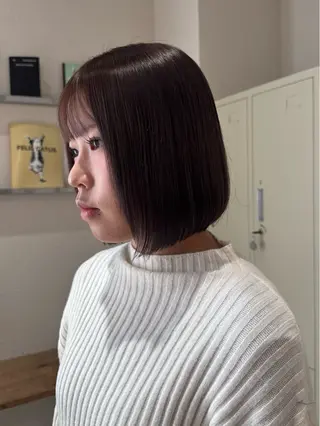ミディアム カラー ボブ/カシスカラー/ 村田茉優のヘアスタイル