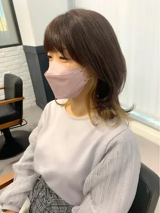 セミロング カラー パーマ ヘアアレンジ メンズ キッズ ネイル マツエク・マツパ アイブロウ 似合せレイヤー／ 柔らか透明感カラーのヘアスタイル