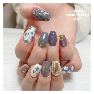ミディアム ネイル 🐾enen style 🐾のネイルデザイン