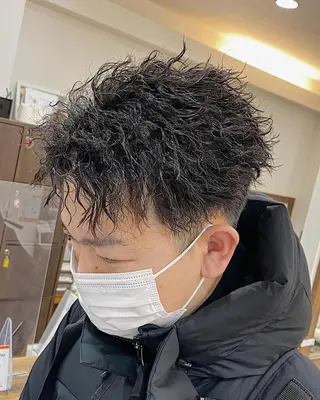 パーマ メンズ 原田 涼矢のヘアスタイル