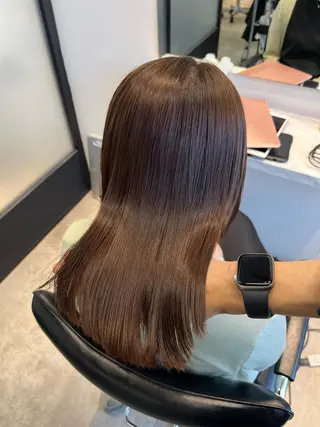 ミディアム パーマ 美髪矯正 韓国レイヤーのヘアスタイル