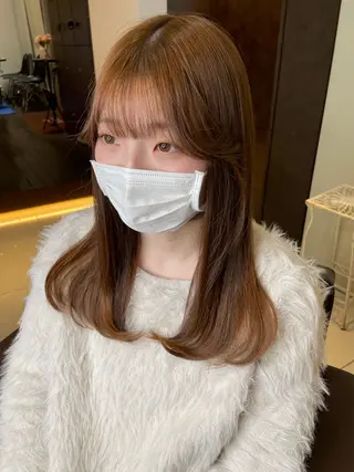 ミディアム カラー 🤎韓国ヘア ベージュ まゆか🤎のヘアスタイル