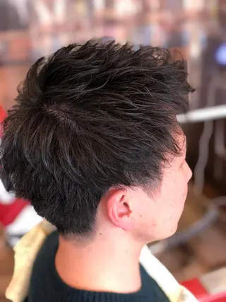 ショート カラー パーマ ヘアアレンジ メンズ men's特化　石井 貴章のヘアスタイル